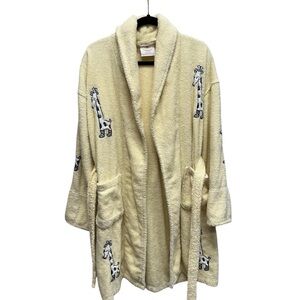 Aegean apparel Giraffe Applique Short Terry Loop Bathrobe yellow women’s large